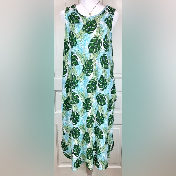 Tommy Bahama Other - Tommy Bahama Sleepwear Flora Maxi Tank Dress - Tropical Leaf Print - Sundress